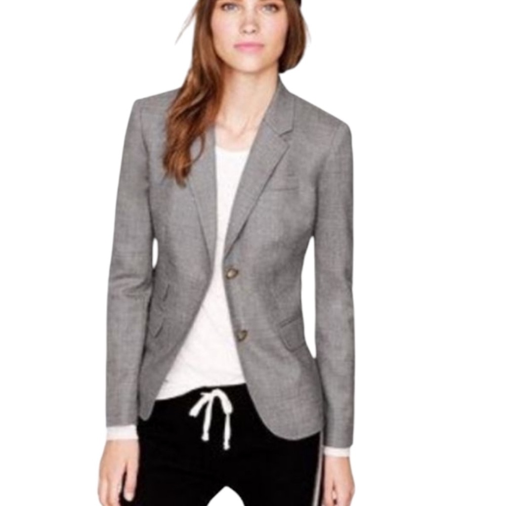 J. Crew Women's Schoolboy Blazer in Grey with Gold Buttons Size Small/6P